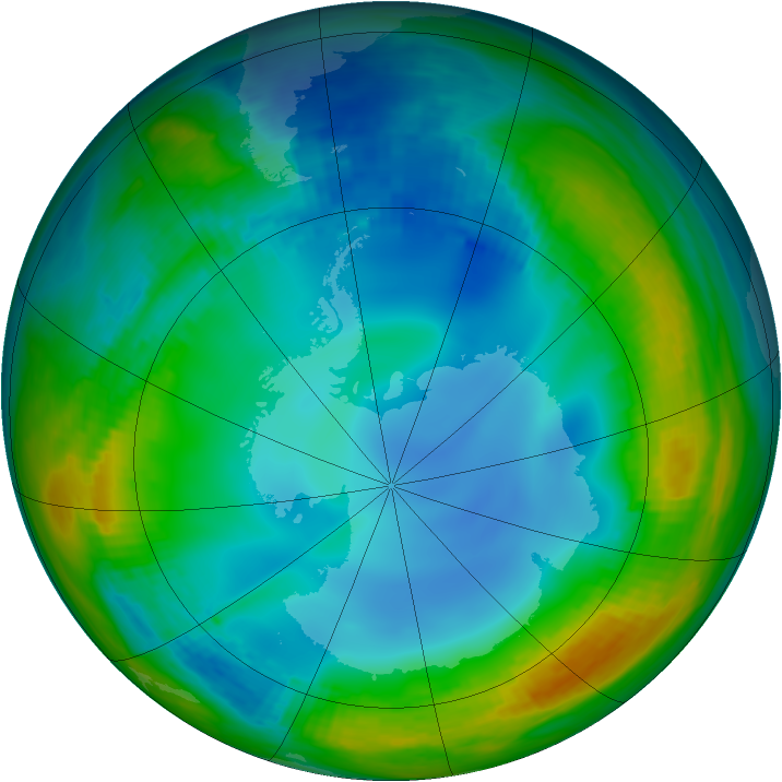Antarctic ozone map for 15 July 1988
